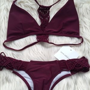 Maroon Zaful 2 piece bikini